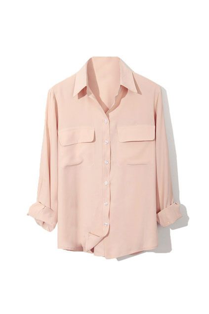 . Nude Shirt, Chique Outfit, Mode Rose, Pink Shirts, Silk Blouses, Pink Long Sleeve Shirt, Chic Shirts, Chic Clothing, Extra Long Sleeves