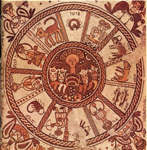 Mosaic from the floor of a synagogue at Beit Alpha, Israel, c. 6th cent. AD/CE Ancient Zodiac, Zodiac Wheel, Byzantine Mosaic, Empire Romain, Jewish History, Mosaic Flooring, Aries Zodiac, Old Testament, Purim