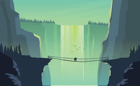 Landscape Waterfall, Game Background Art, Waterfall Landscape, Minimalist Landscape, Hinduism Art, Pixel Art Games, Graphic Design Lessons, Cartoon Background, Paper Artwork