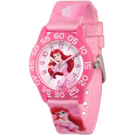 Ariel Pink, Disney Belle, Disney Princess Belle, Disney Princess Ariel, Princess Ariel, Fabric Strap, Pink Plastic, Disney Jewelry, Telling Time