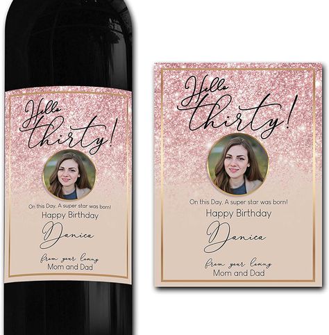 Personalised Photo Birthday Wine Bottle Label Custom - Any Wording : Amazon.co.uk: Home & Kitchen Personalize Wine Bottle Labels, Birthday Wine Bottle Labels, Personalised Bottle Labels, Custom Bottle Labels, Birthday Wine Bottles, Personalized Wine Bottles, Wine Bottle Label, Photo Birthday, Red Wine Bottle