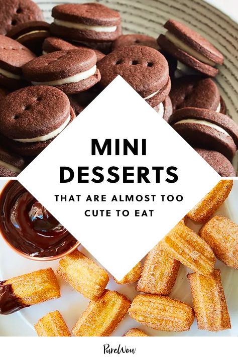 40 Mini Desserts That Are Almost Too Cute to Eat (Almost) #purewow #cookie #dessert #food #sweet #pie #recipe #ice cream #easy #baking #cake #chocolate Easy Dessert Recipes That Look Fancy, Mini Baked Desserts, Simple Finger Food Desserts, Mini Fruit Desserts For Parties, Mini Desserts For Fall, Mini Cocette Recipes Dessert, Easy Food Truck Desserts, Semi Sweet Desserts, Simple Mini Desserts