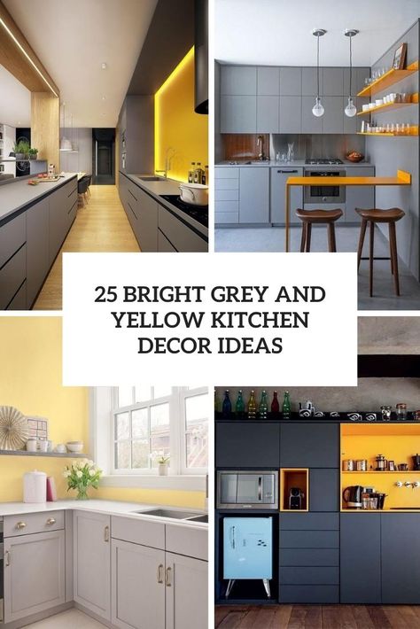 25 Bright Grey And Yellow Kitchen Decor Ideas Grey White Yellow Kitchen, Yellow Walls Grey Cabinets, Mustard And Grey Kitchen, Grey And Yellow Kitchen Ideas, Gray And Yellow Kitchen, Yellow Grey Kitchen, Grey And Yellow Kitchen, Yellow Kitchen Paint, Grey Kitchen Accessories