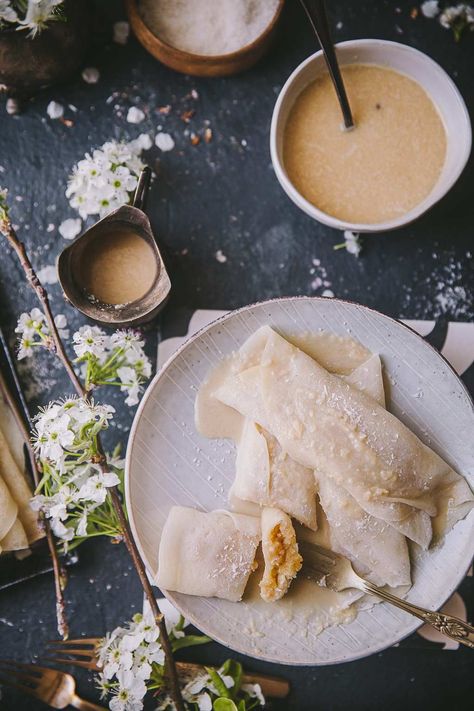 Patishapta - Eggless Crepe with Coconut Jaggery Filling - Playful Cooking Desserts Around The World, Crepes Filling, Cooking For A Group, Coconut Bowls, Coconut Drinks, Winter Treats, Winter Desserts, Desi Food, Grated Coconut