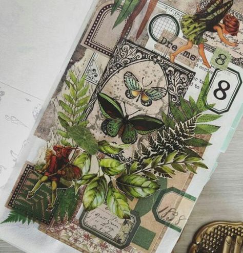 Junk Journal Nature Theme, Cottagecore Journaling, Smash Book Inspiration, Handmade Journals Diy, Collage Journal, Journal Collage, Pocket Journal, Scrapbook Tag, Glue Book