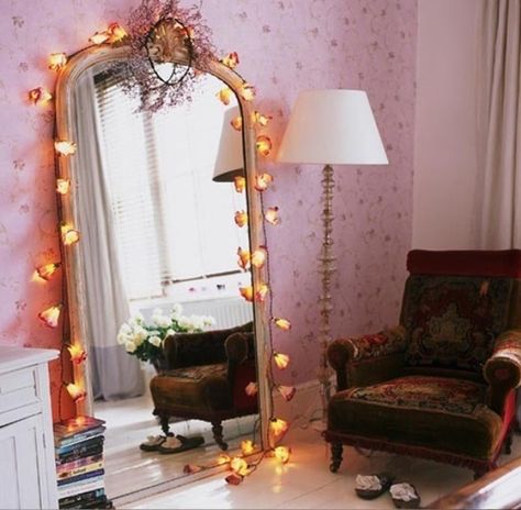 Full length mirror really really want Pink Fairy Lights, Aqua Bedroom, Small Dressing Room, Eclectic Living, Time Periods, Boutique Decor, Pink Fairy, Teen Girl Bedroom