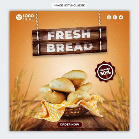 Bread Promotion Design, Bread Social Media Design, Bread Poster Design, Bread Ads, Bakery Ads, Bread Advertising, Sweet Post, App Promo, Logo Design Health