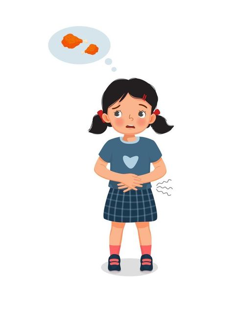 cute little girl feeling so hungry holding her stomach thinking of eating fried chicken Hungry Illustration, So Hungry, English Learning Books, Chicken Fried, Feeling Hungry, Character Education, Business Photos, Happy Kids, Speech Therapy