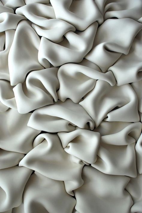 "Four IV", Jeannine Marchand, folded clay. Texture Inspiration, Texture Photography, Textile Texture, Materials And Textures, White Texture, Fabric Texture, Surface Textures, Color Textures, Texture Design