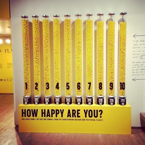 The Happy Show, went to the reception at the Chicago Cultural Center tonight. So much happiness. Installation Interactive, Stefan Sagmeister, Happy Show, Interactive Museum, Interactive Exhibition, Interactive Walls, Expo 2020, Street Marketing, Interactive Installation