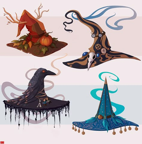 🌙Knowledge Is Power🌞 - mindlesslyred: Gilmore’s Glorious (Witch) Hat of... Types Of Witches, Witches Hats, Witch Drawing, Witch Characters, Witch Art, Witch Aesthetic, Fantasy Illustration, Fantasy Clothing, Witch Hat