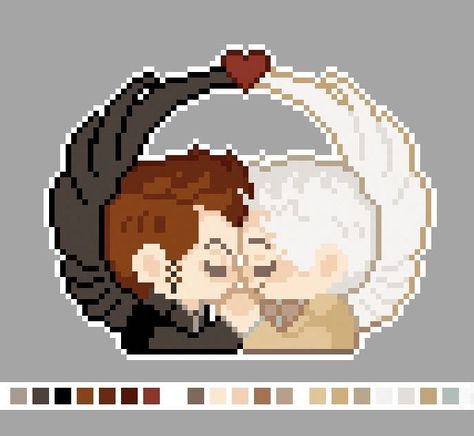 Good Omens Cross Stitch, Good Omens Pixel Art, Loser Boyfriend, Melty Bead Patterns, Good Omens Book, Ineffable Husbands, Anime Jewelry, Tapestry Crochet Patterns, Anime Pixel Art