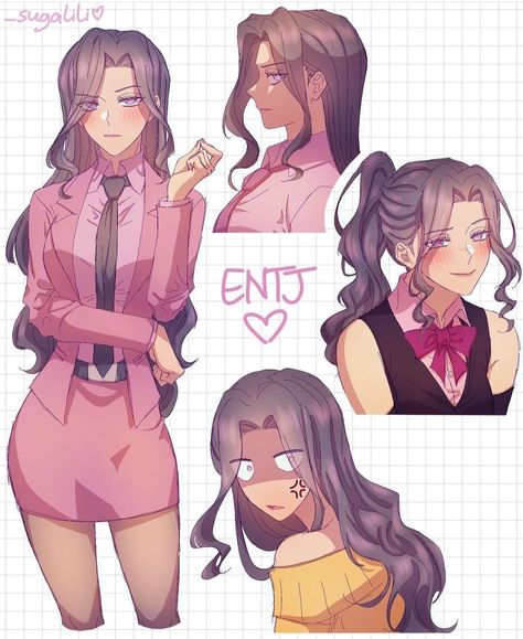 MBTI art - Credit: @_sugalili Enfp Entj Fanart, Entj Personality Fanart, Intp Female Fanart, Entj Vibes, Entj Female, Entj Art, Entj X Intp, Entj Fanart, Mbti Entj