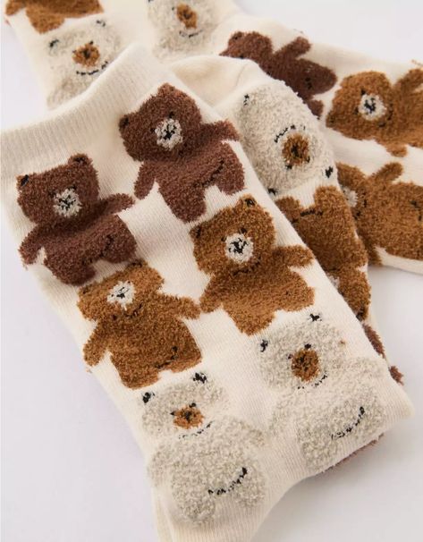 AE Teddy Bear Crew Sock Teddy Bear Socks, Bear Socks, Basic Girl, Cozy Style, Cute Christmas Gifts, Crew Sock, Socks For Women, Baby Socks, Kids Socks