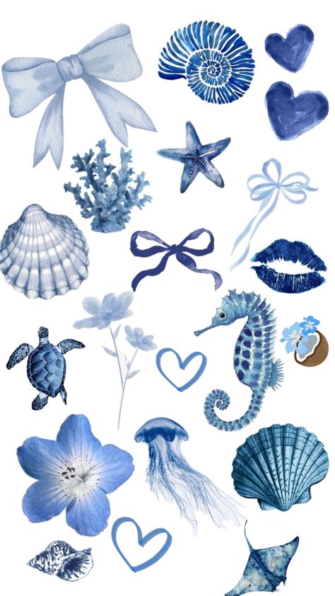 Ocean Aesthetic Stickers, Sea Stickers Ocean, Beachy Stickers, Beachy Wallpaper, Blue Scrapbook, Cute Beach Pictures, Sticker Design Inspiration, Scrapbook Quotes, Bow Wallpaper