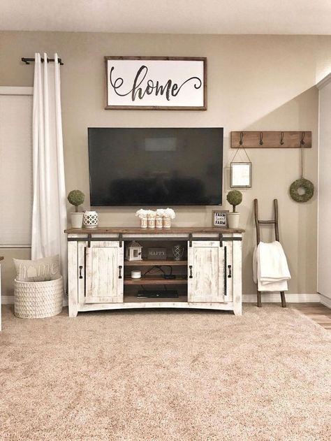 Natural Living Room Decor, Tv Mounted, Modern Farmhouse Living Room Decor, Farmhouse Living Room Decor Ideas, Modern Farmhouse Living, Natural Living Room, Modern Farmhouse Living Room, Living Room Tv Stand, Farmhouse Decor Living Room