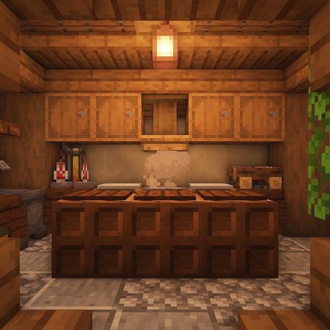 Minecraft Interior Design Kitchen, Minecraft Interior Design Living Rooms, Hobbit House Interior, Minecraft House Interior, Minecraft Interior, Minecraft Interior Design, Hallway Design, Open Kitchen Shelves, Minecraft Decorations