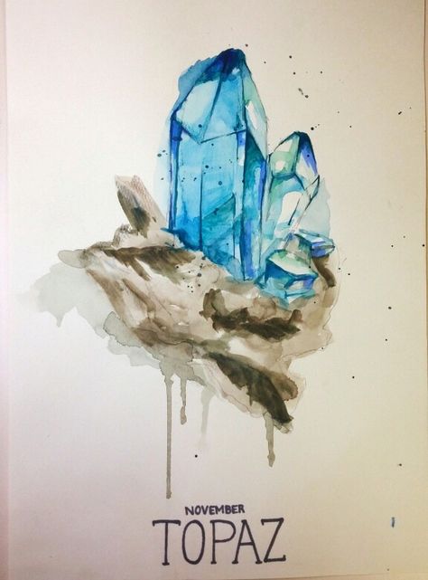 Topaz Tattoo, Crystals Watercolors, Crystal Logo, Tattoos Ideas, December Birthstone, Raw Crystal, Art Stuff, Logo Inspiration, Watercolor Tattoo