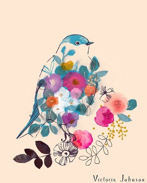 Victoria Johnson | Art, Design on Instagram: "A couple of birds I did on the iPad a while back. I have so many designs that I think would make pretty collections of wall art. . . . #artprints #giclee #walldecor #birdart #botanicalart #inspiredbyflowers #floralstories #looseflorals" Cute Birds Drawing, Celtic Coloring, Watercolour Bird, Birds Drawing, Birds Illustration, Tattoo Bird, Birds Design, Animal Illustration Art, Hummingbird Tattoo