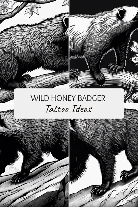 Explore these ferocious honey badger tattoo ideas for a fearless and spirited look. Browse more diverse tattoo designs at our website for ultimate inspiration. Let your creativity run wild! Honey Badger Tattoo Design, Honey Badger Tattoo, Badger Tattoo, Dragon Bird, Dream Catcher Tattoo Design, Owl Feather, Wild Honey, Dream Catcher Tattoo, School Cartoon