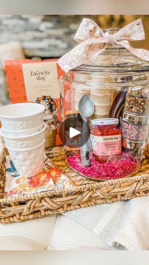 387K views · 1.5K reactions | Ice cream themed gift in a jar 🍦🩷 Perfect for a valentines date night gift!🤗 | The Magnolia Mercantile | The Magnolia Mercantile · Original audio Ice Cream Sundae Basket, Date Night Basket Ideas Couple, Date Night Gift Basket Ideas Couples, Ice Cream Gift Basket Ideas, Date Night Gift Basket, Ice Cream Gift Basket, Wedding Shower Prizes, Date Night Basket, Raffle Gift Basket Ideas