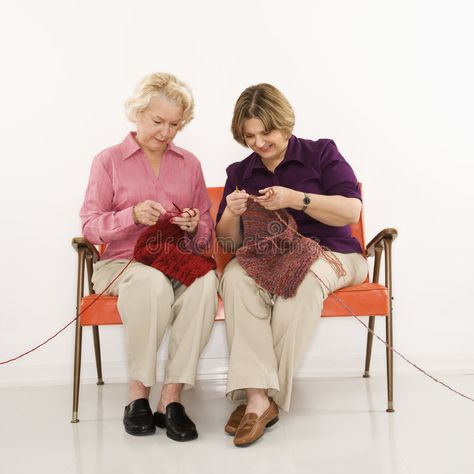 Two women knitting. Caucasian middle aged woman and senior woman sitting and kni , #ad, #Caucasian, #middle, #women, #knitting, #senior #ad Crocheting Photography, Woman Crocheting, Knitting Images, Women Knitting, Middle Aged Woman, Knitting Group, Middle Aged Women, Crochet Videos, Knitting Patterns Free