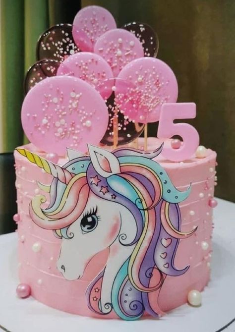 Birthday Cake For Daughter, Unicorn Cake Design, Unicorn Birthday Party Cake, Cake Designs For Girl, Purple Cakes Birthday, Little Pony Cake, Pony Cake, Unicorn Themed Birthday Party, 4th Birthday Cakes