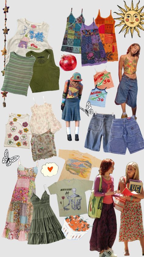 i’m so excited for summer :) #summerfashion #outfitinspo #dreamcloset Summer Outfit 70s, Summer Outfits Funky, Whimsy Summer Outfits, Quirky Summer Outfits, 70s Summer Outfits, Funky Summer Outfits, Weird Fashion Aesthetic, Hippie Summer Outfits, 80s Summer Outfits