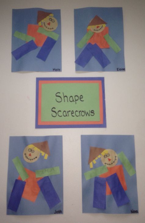 Shape Scarecrow, October Lessons, Prek Crafts, Preschool Crafts Fall, November Crafts, Fall Preschool Activities, October Crafts, K Crafts, Fall Arts And Crafts