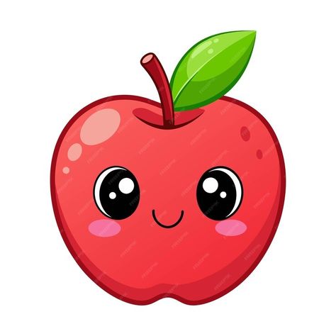 Premium Vector | Vector of illustration cute cartoon Apple on white Fruit Cartoon Illustrations, Cute Apple Illustration, Cartoon Fruit, Cute Fruit Illustration, Cartoon Apple, Apple Clipart, Apple Cartoon, Apple Illustration, Fruit Cartoon