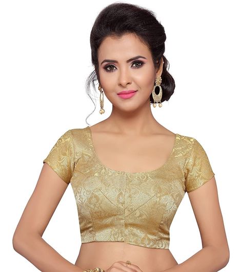 Indian Crop Top, Silk Sari Blouse, Indian Crop Tops, Golden Blouse, Blouse Indian, Wedding Saree Blouse, Indian Saree Blouse, Brocade Blouses, Ready To Wear Saree