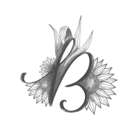 B Calligraphy Letter, Letter B Drawing, Letter B Tattoo Ideas, Fancy Letter B, Handlettering Alphabet, Letter B Tattoo, Mailbox Monogram, Butterfly Tattoos Images, Panda Tattoo