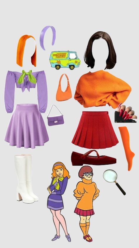 2000 Halloween Costumes, Creepy Doll Halloween Costume, Velma Halloween Costume, Velma Costume, Scooby Doo Costumes, Daphne Scooby Doo Costume, Velma Scooby Doo, Scooby Doo Halloween, Halloween Parejas