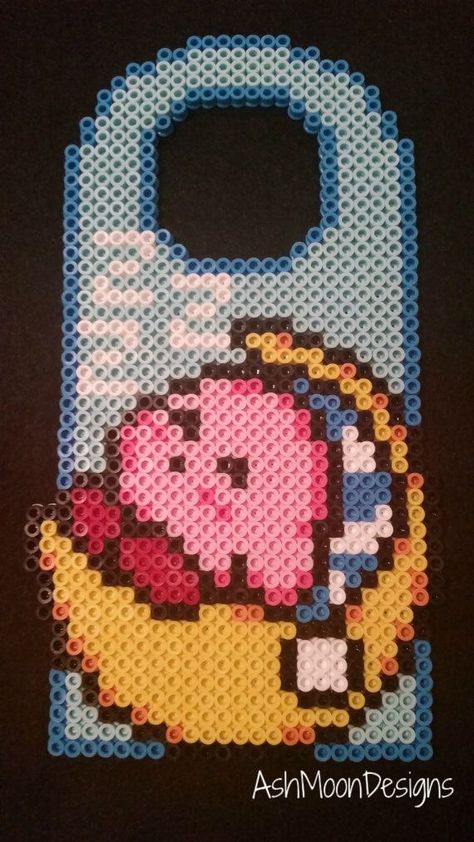 N Door Perler Beads, Peeler Bead Door Hanger, Perler Bead Door Hanger, Kirby Perler Beads, Bead Door, Perler Bead Designs, Easy Perler Bead Patterns, Pixel Beads, Pearl Beads Pattern