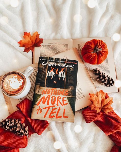 Cozy Flatlay Photography, Flat Lay Photography Books, Fall Book Pictures, Aesthetic Book Photography Ideas, Nothing More To Tell Book, Book Fall Aesthetic, Aesthetic Flatlay Ideas, Book Flatlay Photography, Book Photography Aesthetic