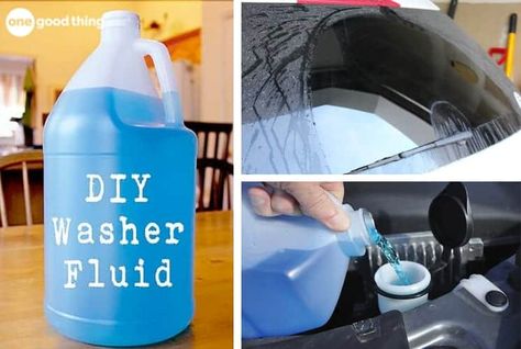 Make Your Own Cheap & Easy Windshield Washer Fluid With No Nasty Chemicals · Jillee Washer Cleaner Diy, Clean Windshield, Windshield Cleaner, Washer Cleaner, Windshield Washer Fluid, Car Needs, Homemade Oil, Winter Hacks, Car Fix