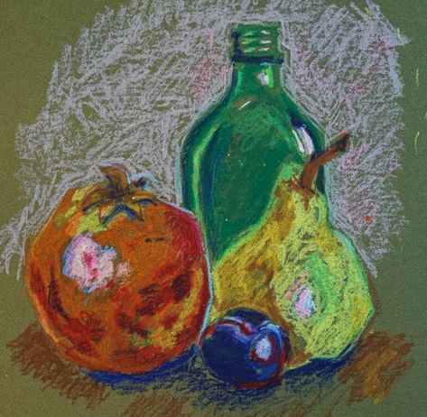 Still Life Chalk Pastel, Fruits Pastel Drawing, Pastel Fruit Drawing, Dry Pastel Art Easy, Still Life Colour Pencil, Dry Pastel Art, Still Life Oil Pastel, Pastel Chalk Art, Chalk Pastel Drawings