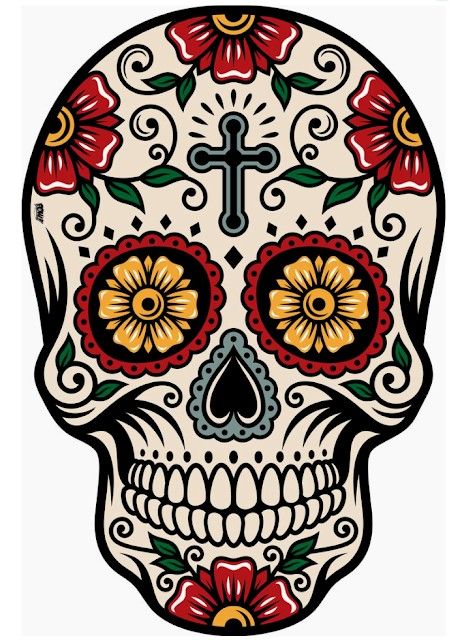 Mexican Skull Tattoos, Sugar Skull Drawing, Den Mrtvých, Sugar Skull Artwork, Skull Girl Tattoo, Day Of The Dead Art, Sugar Skull Design, Sugar Skull Tattoos, Sports Products