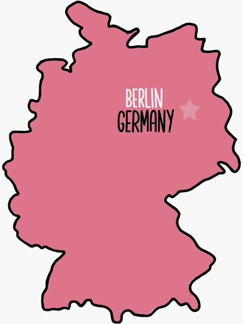 Germany Map Aesthetic, Germany Doodles, Germany Scrapbook, Berlin Map, Map Of Germany, Maps Aesthetic, Cartoon Map, Map Sticker, Sweatshirt Print