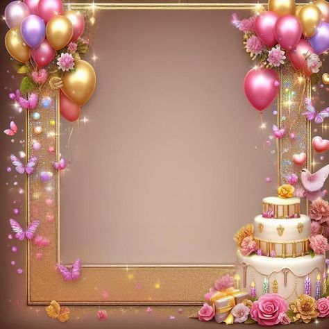 Decorating Ideas For The Birthday, Birthday Borders, A4 Size Paper Border Design, Border Design Flower, Party Business Ideas, Birthday Invitation Background, A4 Size Paper Border Design Flower, Happy Birthday Photo Editor, Birthday Wishes With Photo