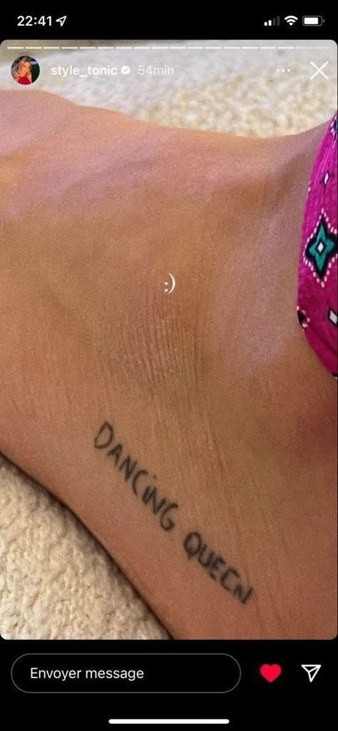 Lexi Hidalgo Tattoo, Small Tattoo Ideas Wrist, Salty Tattoo, Tattoo Ideas For Women Arm, Meaningful Tiny Tattoos, Sticker Arm Tattoo, Dancing Queen Tattoo, Dude Tattoos, Discrete Tattoos