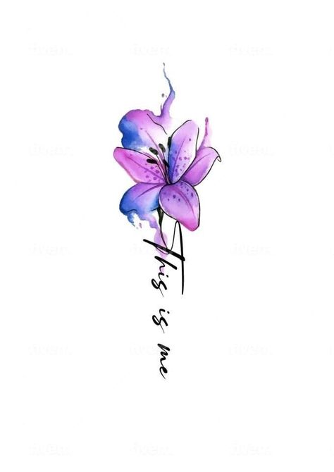 Small Powerful Tattoos For Women, Tattoo Color Mujer, Cover Up Tattoo Mujer, Color Bone Tattoos For Women, Watercolor Lily Tattoo, Cover Up Tattoo Designs For Women, Lily Tattoos For Women, Unique Small Tattoos For Women, Tiger Lily Tattoos