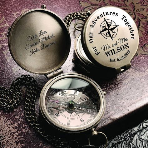 Presents For The Bride, Compass Wedding, Engraved Compass, Wedding Gifts For Groom, Heirloom Gifts, Gift Boyfriend, A Compass, Bride And Groom Gifts, Anniversary Gifts For Couples