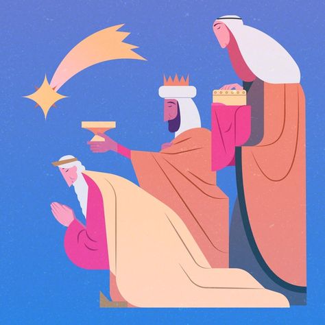 Three Wise Men Illustration, Wise Men Illustration, Xmas Prints, Men Illustration, Three Magi, The Three Wise Men, Illustration Story, Desert Design, Man Illustration