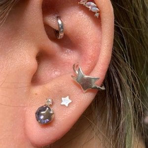 Earring Star, Star Earring, Earring Hoop, Conch Earring, Wrap Earrings, Conch Piercing, Big Earrings, Silver Stars, Star Earrings