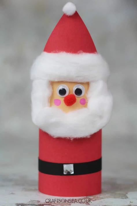 Toilet Paper Roll Santa Craft Toilet Paper Roll Santa, Santa Craft, Christmas Toilet Paper, Cute Christmas Decorations, Toilet Paper Crafts, Santa Crafts, Christmas Arts And Crafts, Christmas Paper Crafts, Toilet Paper Roll Crafts