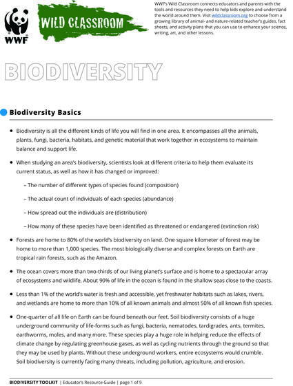 Teaching Tools About Biodiversity | Educators Toolkits | WWF Biodiversity Activities, Importance Of Nature, Language Art Activities, Environmental Studies, Social Studies Activities, Kids Exploring, Grade 6, Human Activity, Living Things