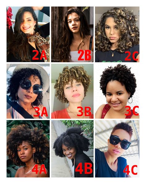 Hair Type Chart African Americans, Hair Types Chart Texture, Black Hair Types Chart, 4 Hair Type, Hair Texture Chart, Type 3 Curly Hair, Type 2b Hair, Type 2a Hair, Type 3 Hair