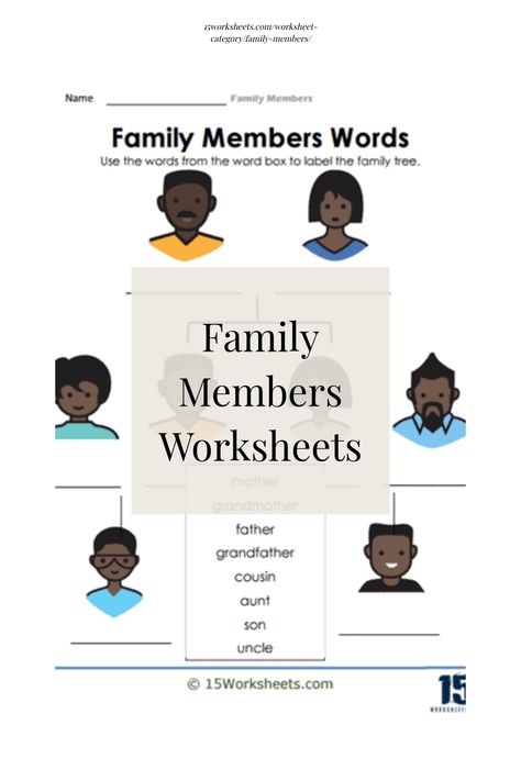 These worksheets can help students learn the names of peoples position within a family and any slang that may come with that position. Word Boxes, Vocabulary Worksheets, Student Learning, Family Tree, Family Members, A Family, Vocabulary