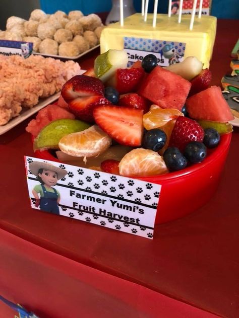 Paw Patrol Inspired Food, Paw Patrol Breakfast Ideas, Paw Patrol Brunch Party, Paw Patrol Snacks For Party, Paw Patrol Breakfast, Paw Patrol Diy Party Ideas, Paw Patrol Fruit Tray Ideas, Paw Patrol Party Snacks, Paw Patrol Birthday Food